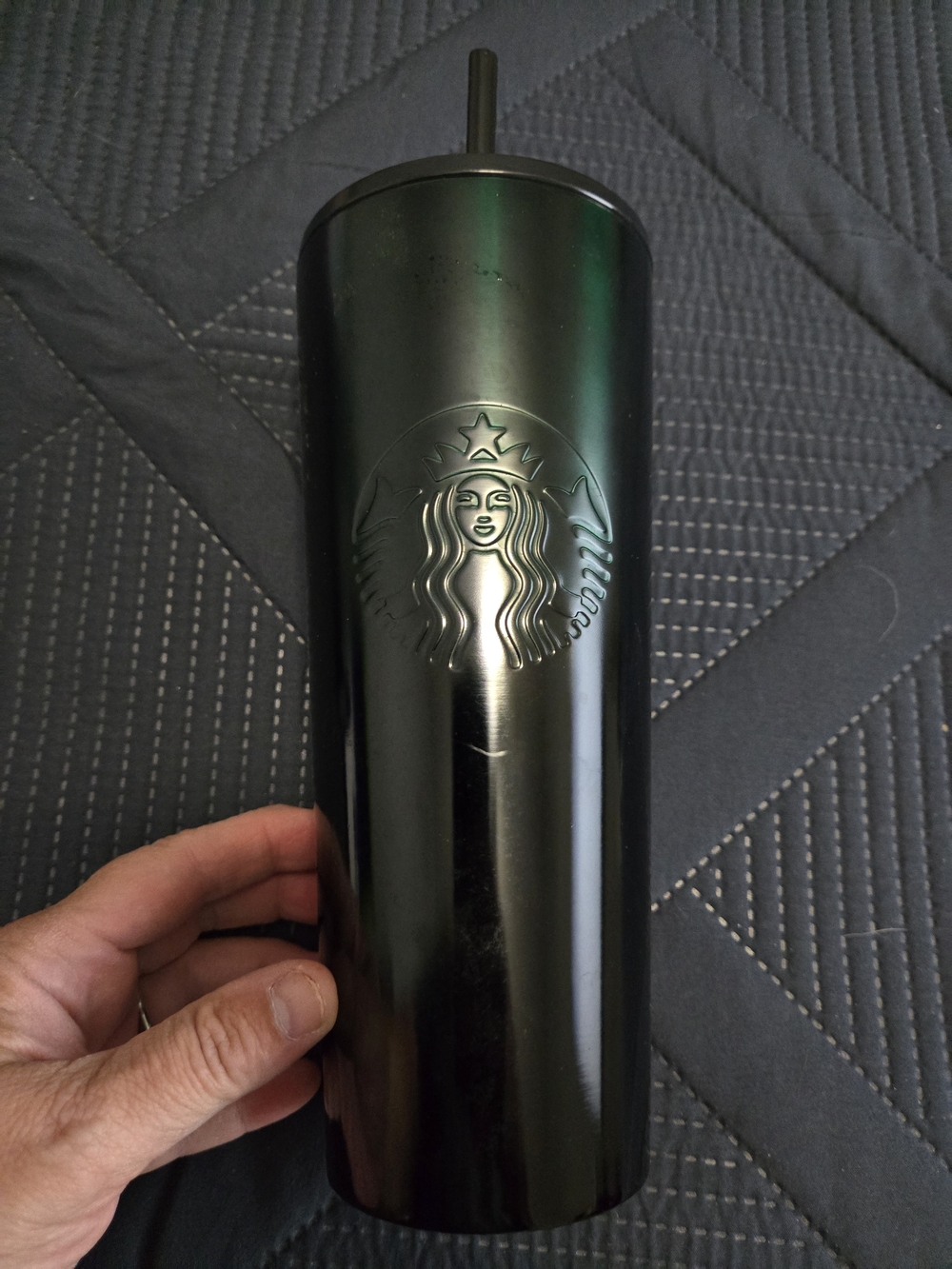 Starbucks Matte Black And Green Stainless Steel Tumbler with Straw